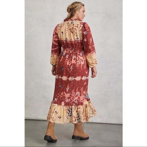 NEW Anthropologie Othilia Carmela Floral Flounce Ruffled Maxi Dress Small Petite - Picture 10 of 10